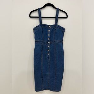 Denim Button-Front Midi Dress. Size small